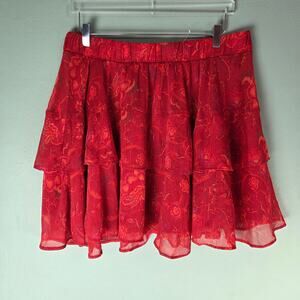 Torrid Womens Mini Crinkle Lurex Tiered Skirt Size 0 Large Bohomian Floral